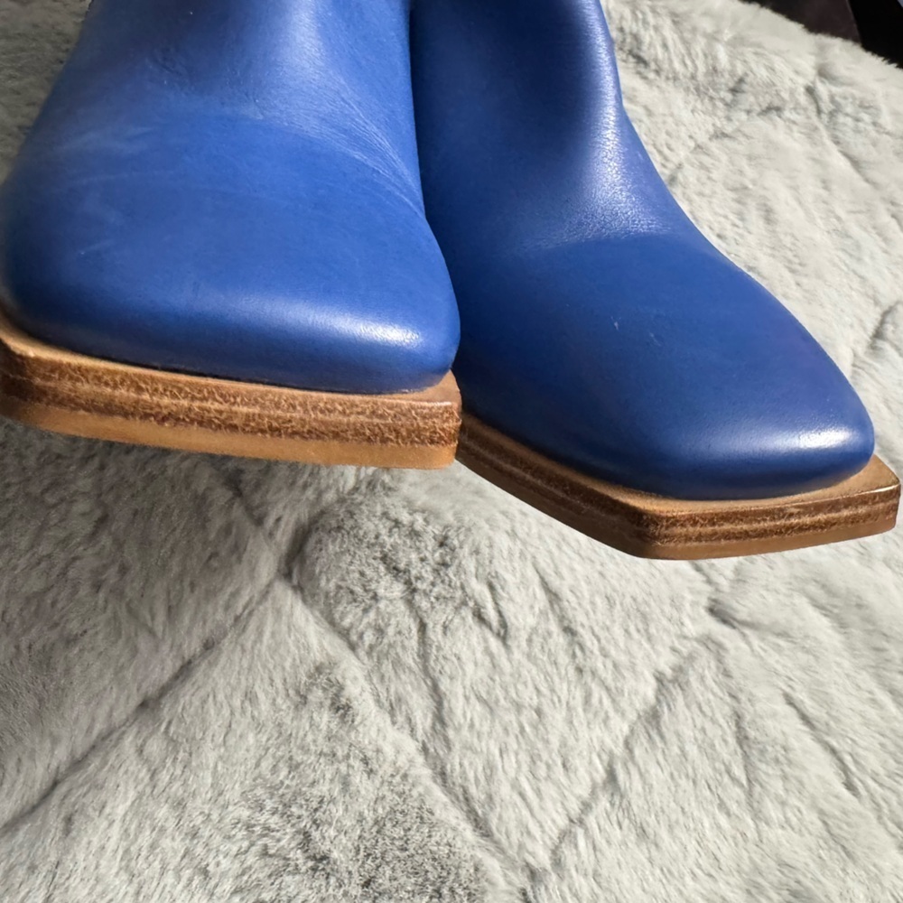 Free People Brady Blue Leather Ankle Boots Size 37 - Picture 15 of 16